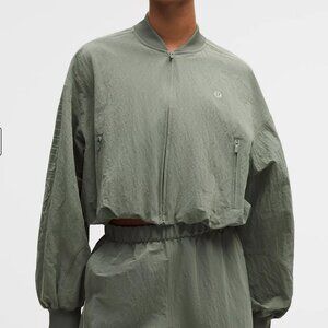 Lululemon Crinkle Nylon Track Jacket *Wordmark Willow Leaf/Fog Green *BNWT*